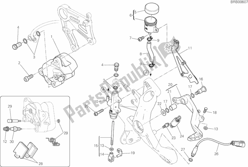 All parts for the Rear Brake System of the Ducati Monster 821 Thailand 2019